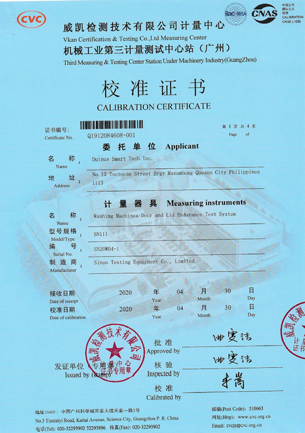 Cina Sinuo Testing Equipment Co. , Limited Sertifikasi