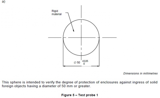 IEC 61032 Test Probe 1 Gambar 5 50mm Untuk Enclosures Terhadap Ingress Test 0