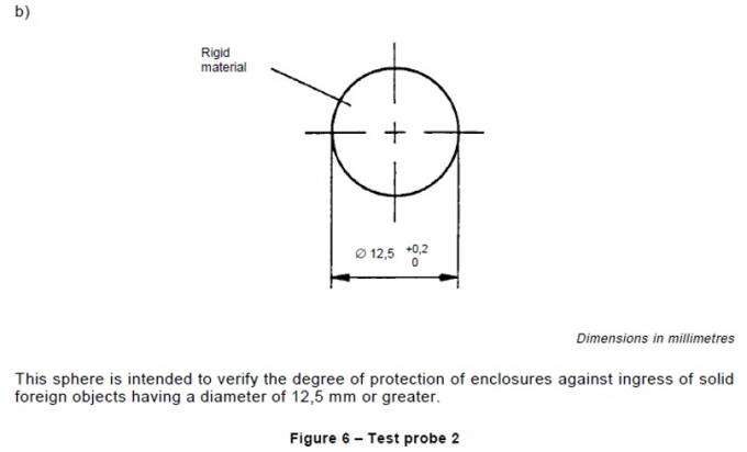 IEC 61032 Test Probe 2 Gambar 6 12.5mm Untuk Enclosures Terhadap Ingress Test 0