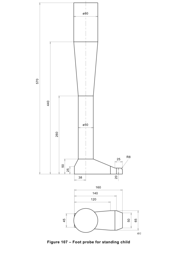 IEC 60335-2-107 Probe kaki untuk mesin pemotong rumput listrik bertenaga baterai robot 1