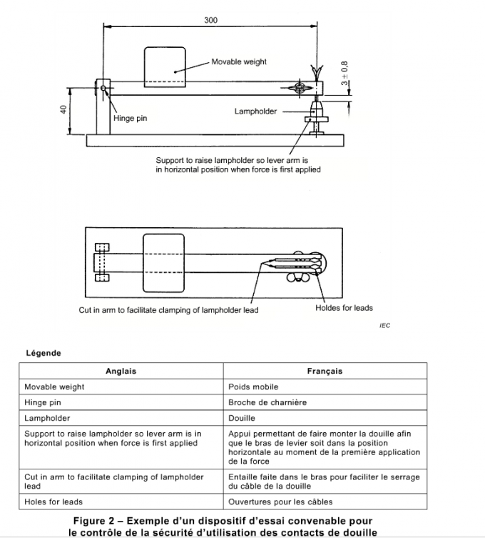 Periksa Keamanan Lamp holder Kontak Lamp holder Tembaga Untuk pengujian lampu IEC 60598-2 0